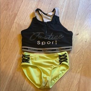Justice Sport Black and Yellow Bikini Set